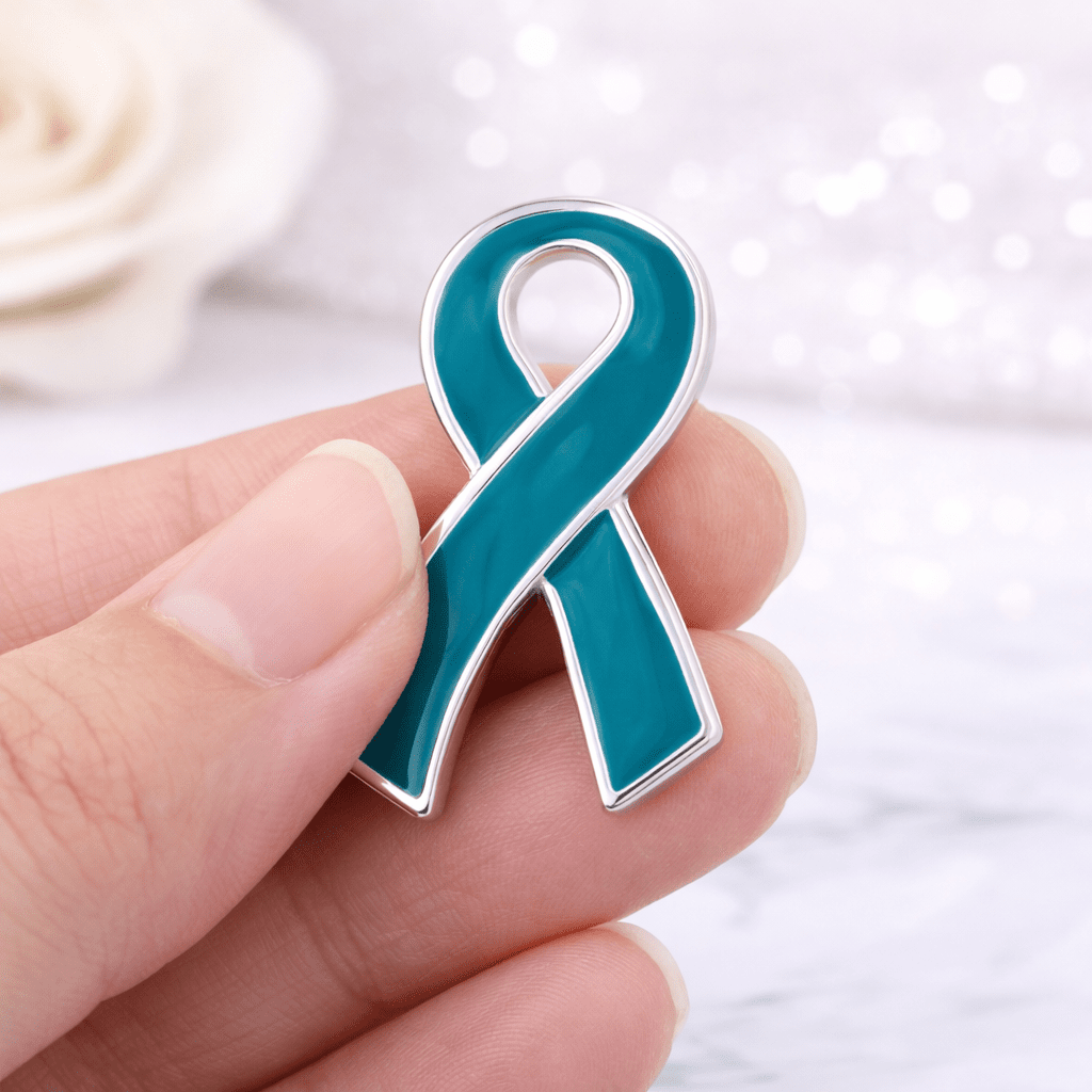 Large Flat Teal Ribbon Pins