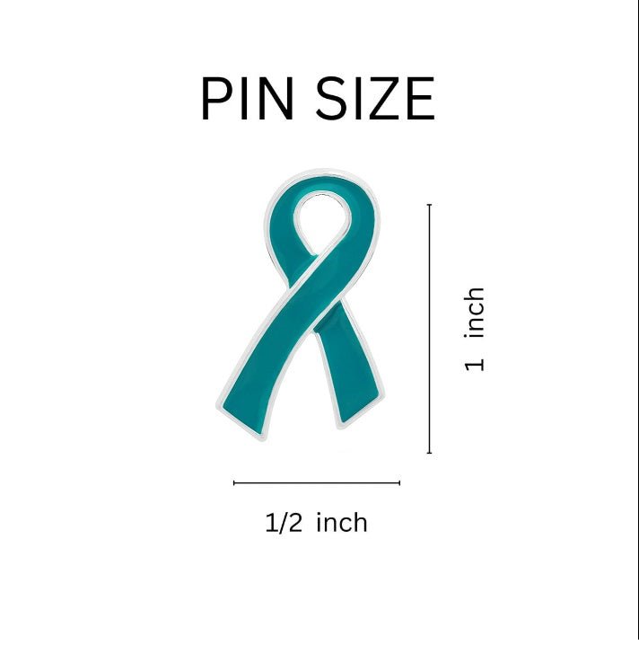 10 Pack Large Teal Ribbon Awareness Pins