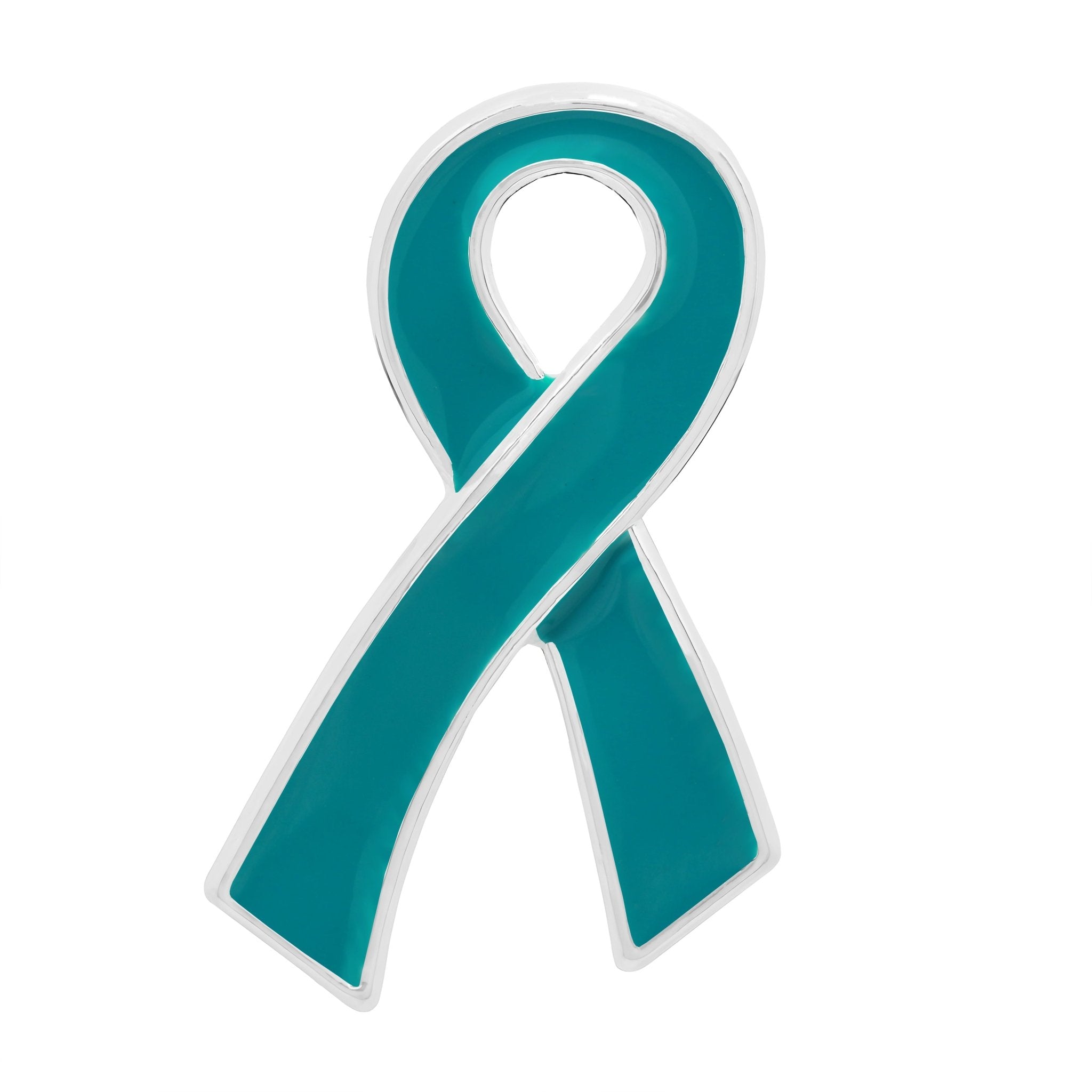 10 Pack Large Teal Ribbon Awareness Pins