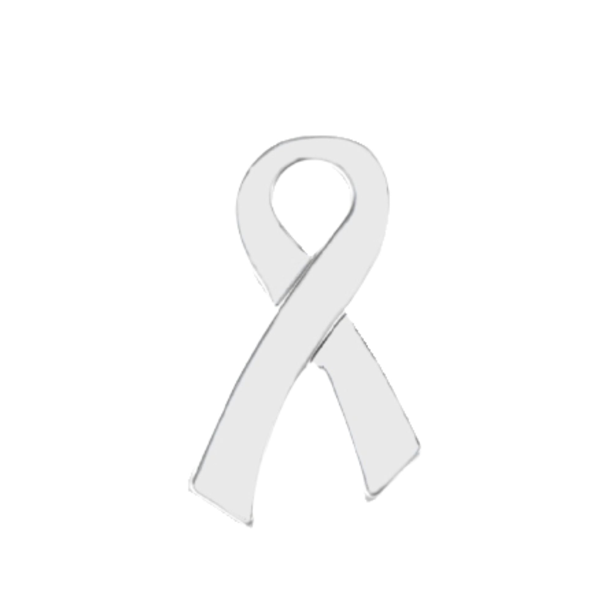Large Flat White Ribbon Pins