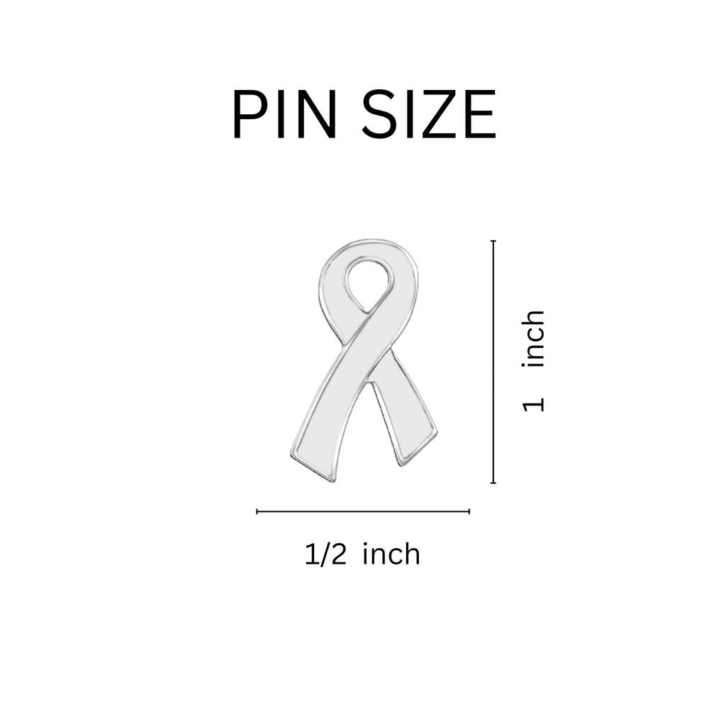 Large Flat White Ribbon Pins