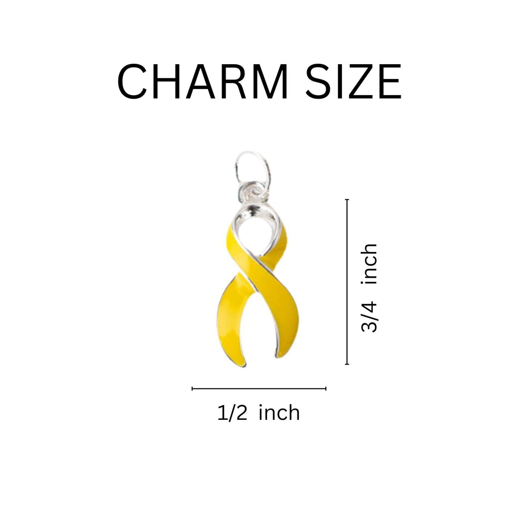 Large Gold Ribbon Awareness Retractable Bracelet