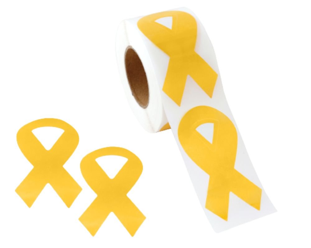 Large Gold Ribbon Stickers (250 per Roll)
