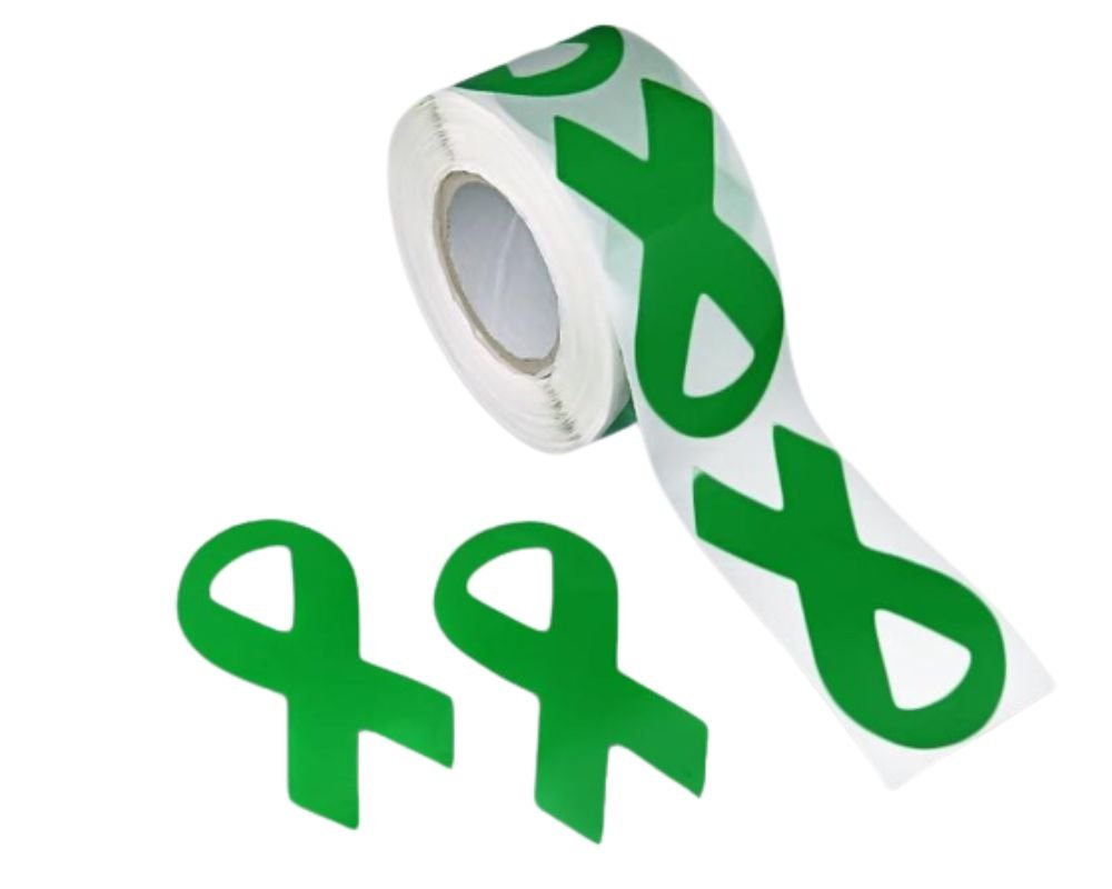 Large Green Ribbon Stickers (250 per Roll)