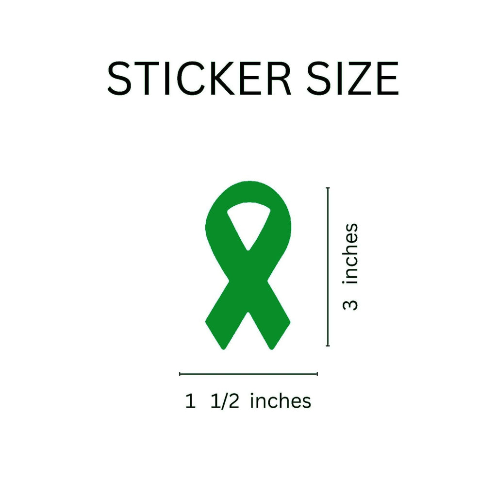 Large Green Ribbon Stickers (250 per Roll)