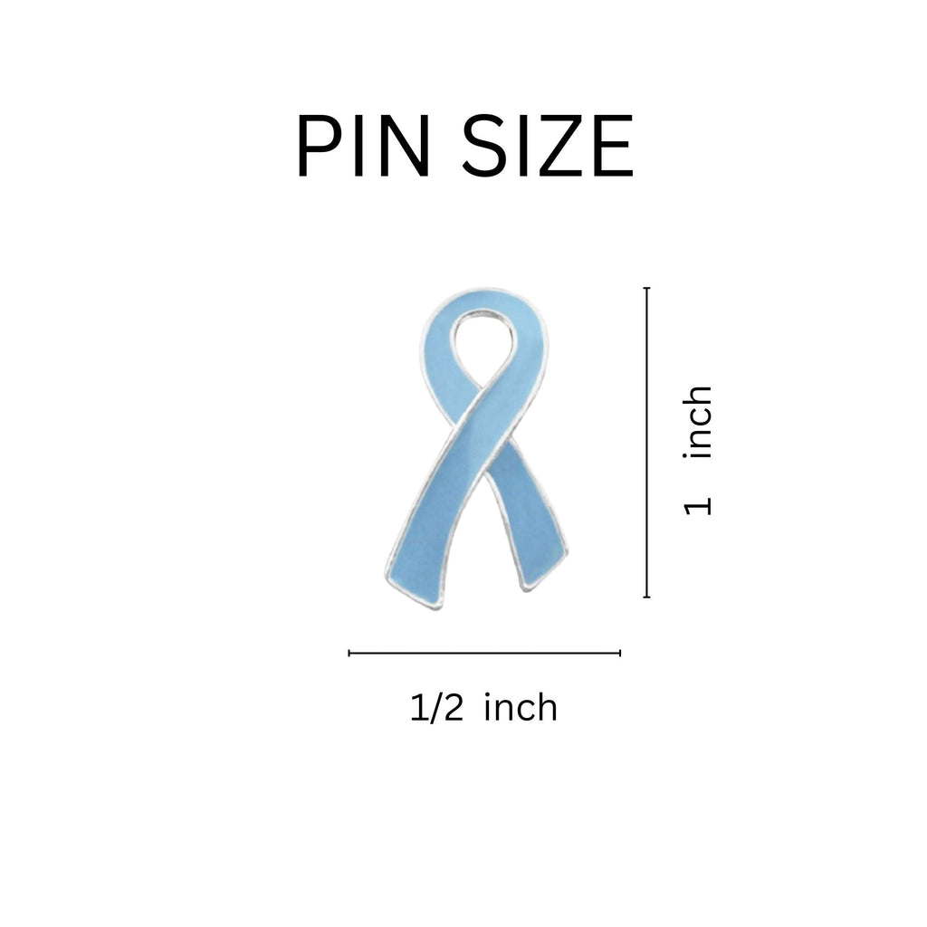 10 Pack of Large Light Blue Awareness Ribbon Pins