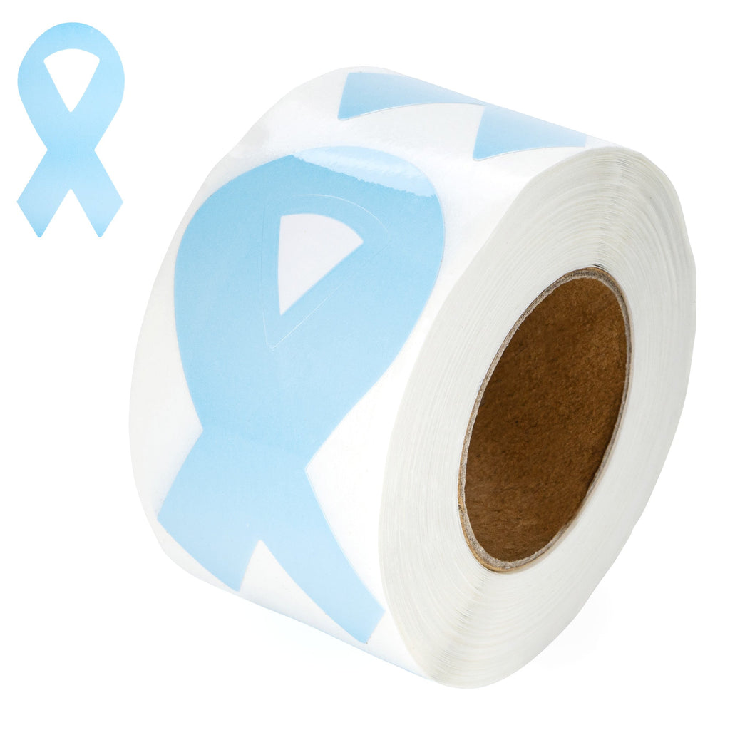 Large Light Blue Ribbon Stickers (250 per Roll)