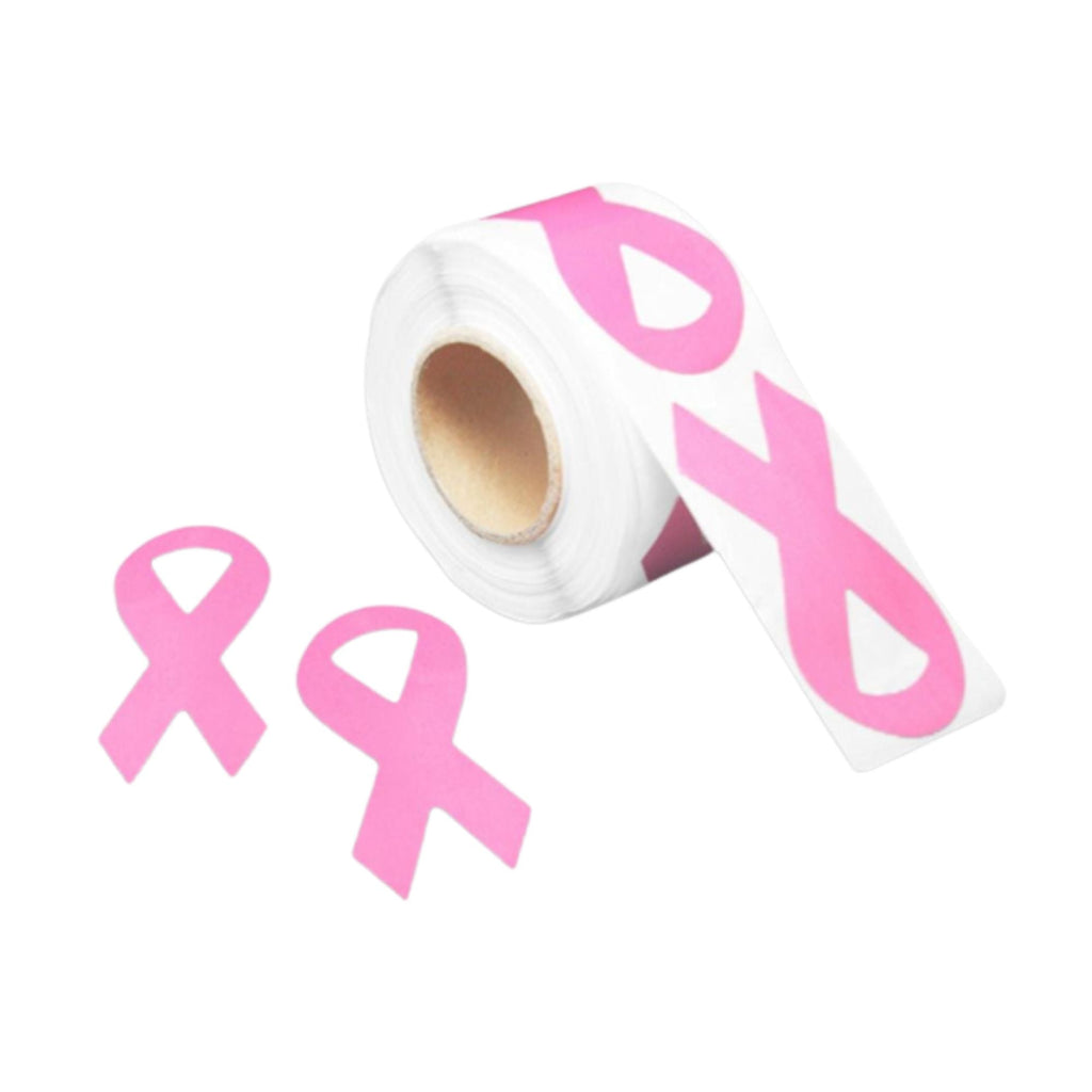 Large Pink Ribbon Shaped Stickers (250 per Roll)