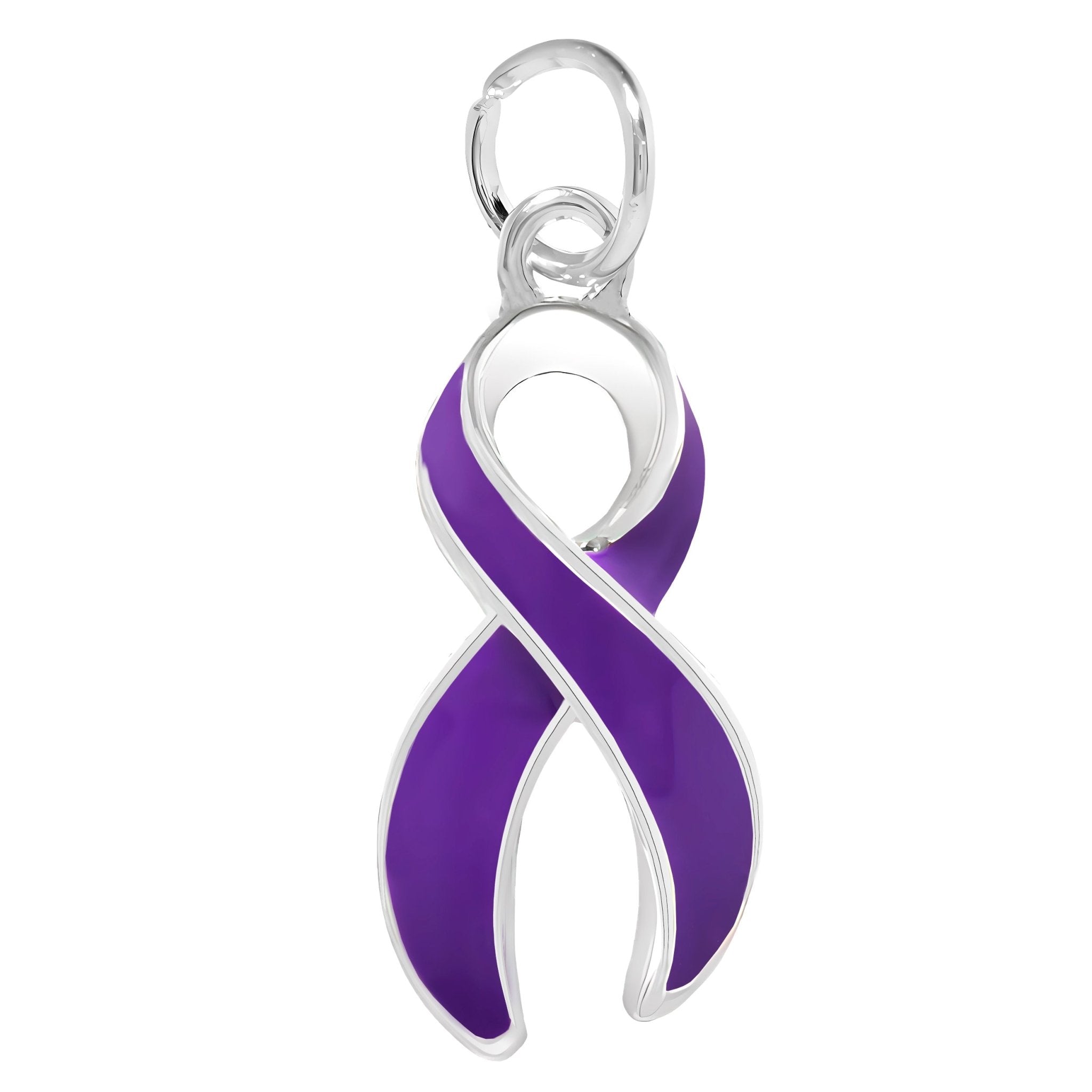 10 Pack Large Purple Ribbon Charms