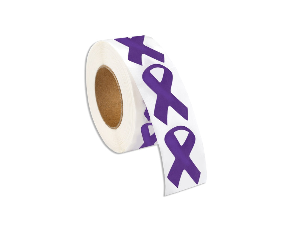 Large Purple Ribbon Stickers (250 per Roll)