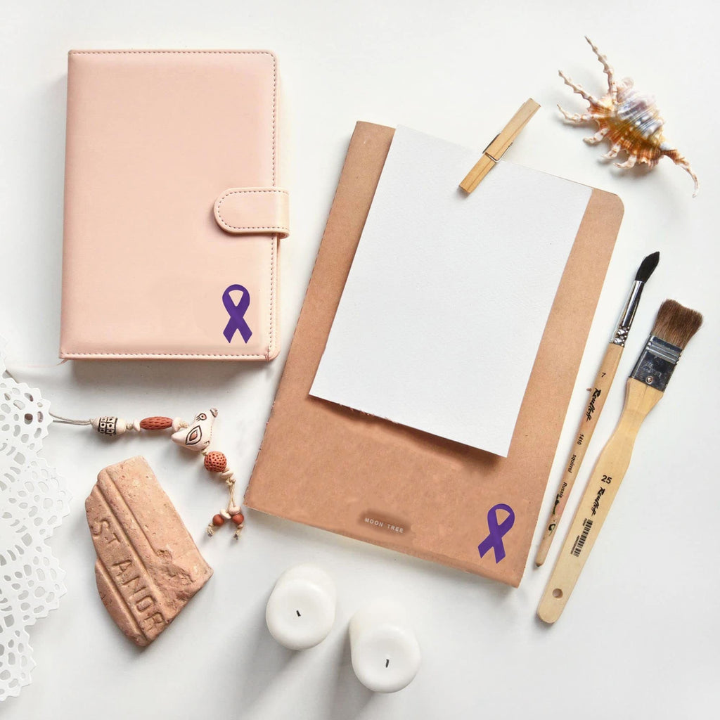 Large Purple Ribbon Stickers (250 per Roll)