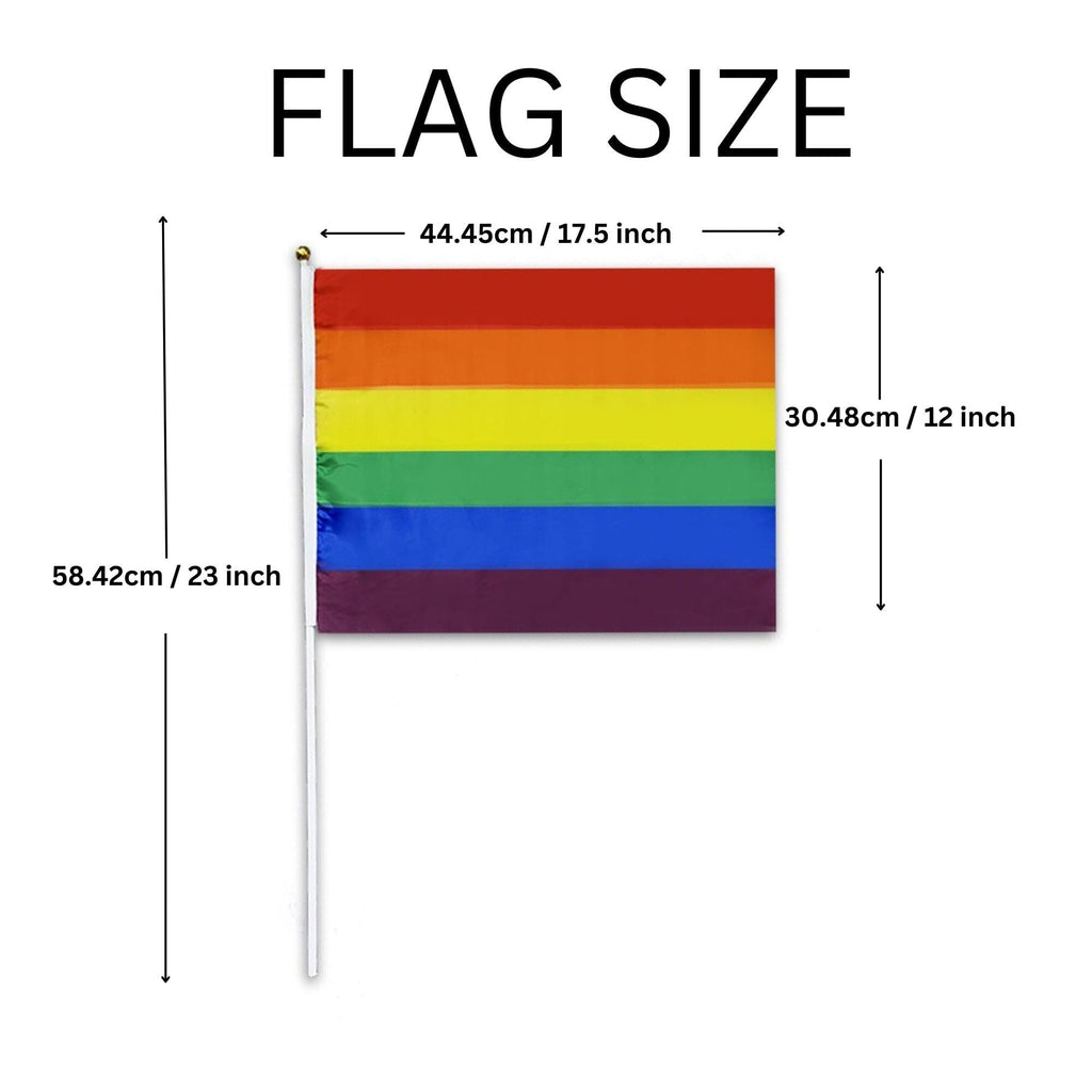 10 Pack Large Rainbow Flags on a Stick