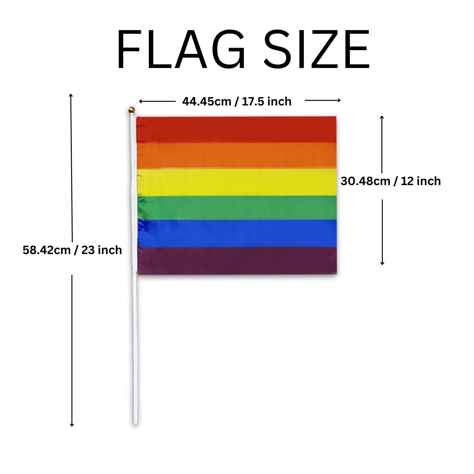 10 Pack Large Rainbow Flags on a Stick
