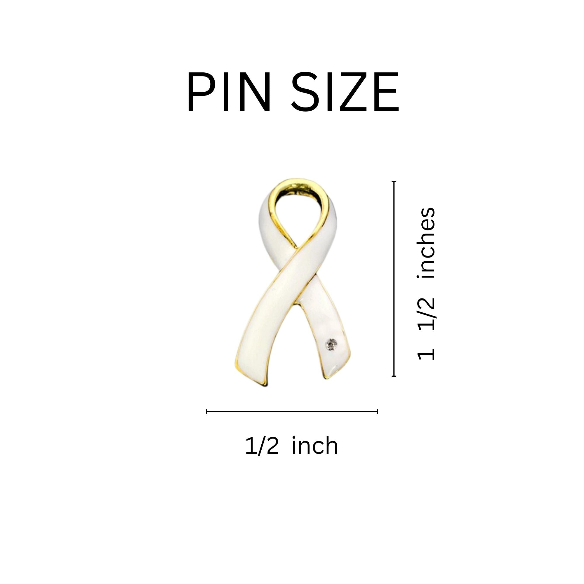 Bulk Pack Large White Ribbon Awareness Pins