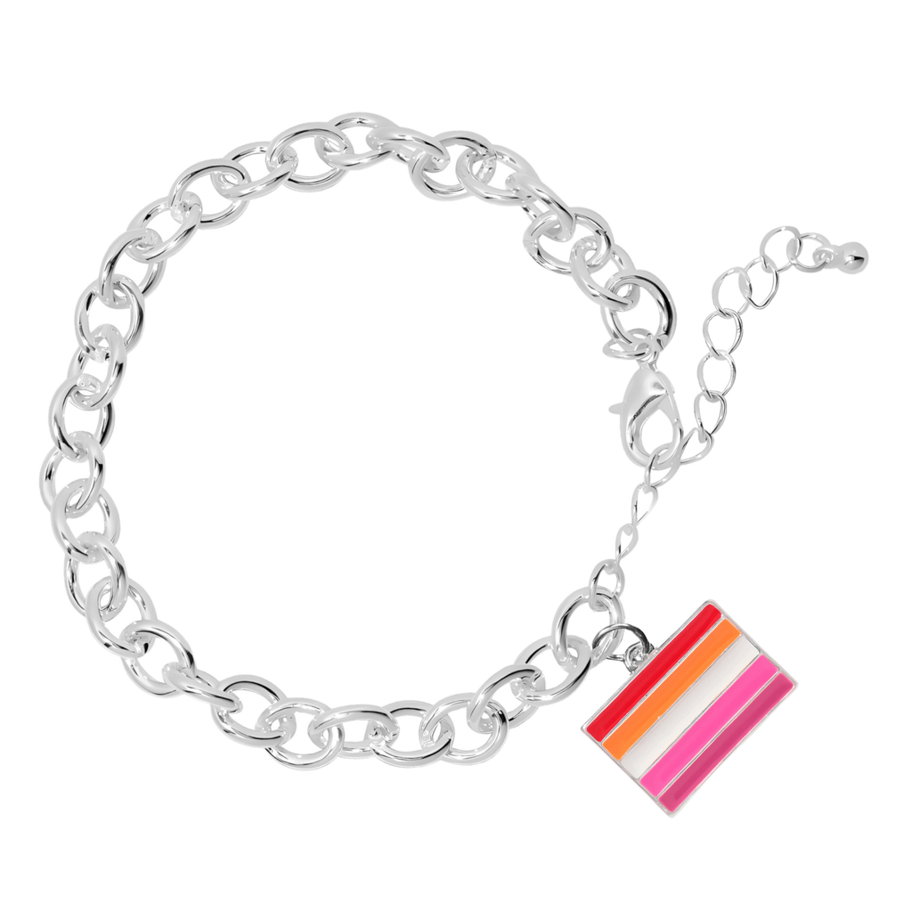 Lesbian Sunset Flag Chunky Charm Bracelets