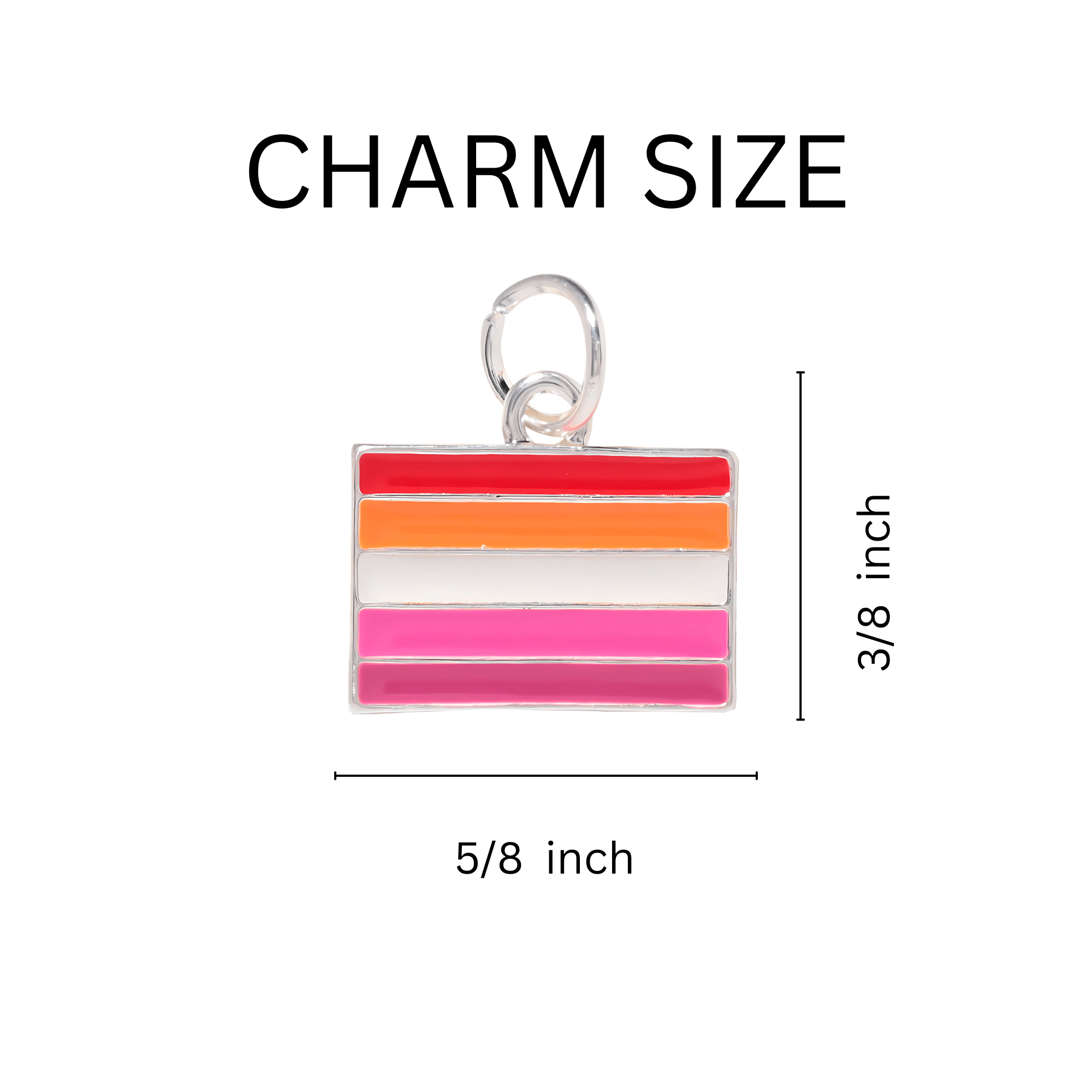 Lesbian Sunset Flag Silver Beaded Bracelets