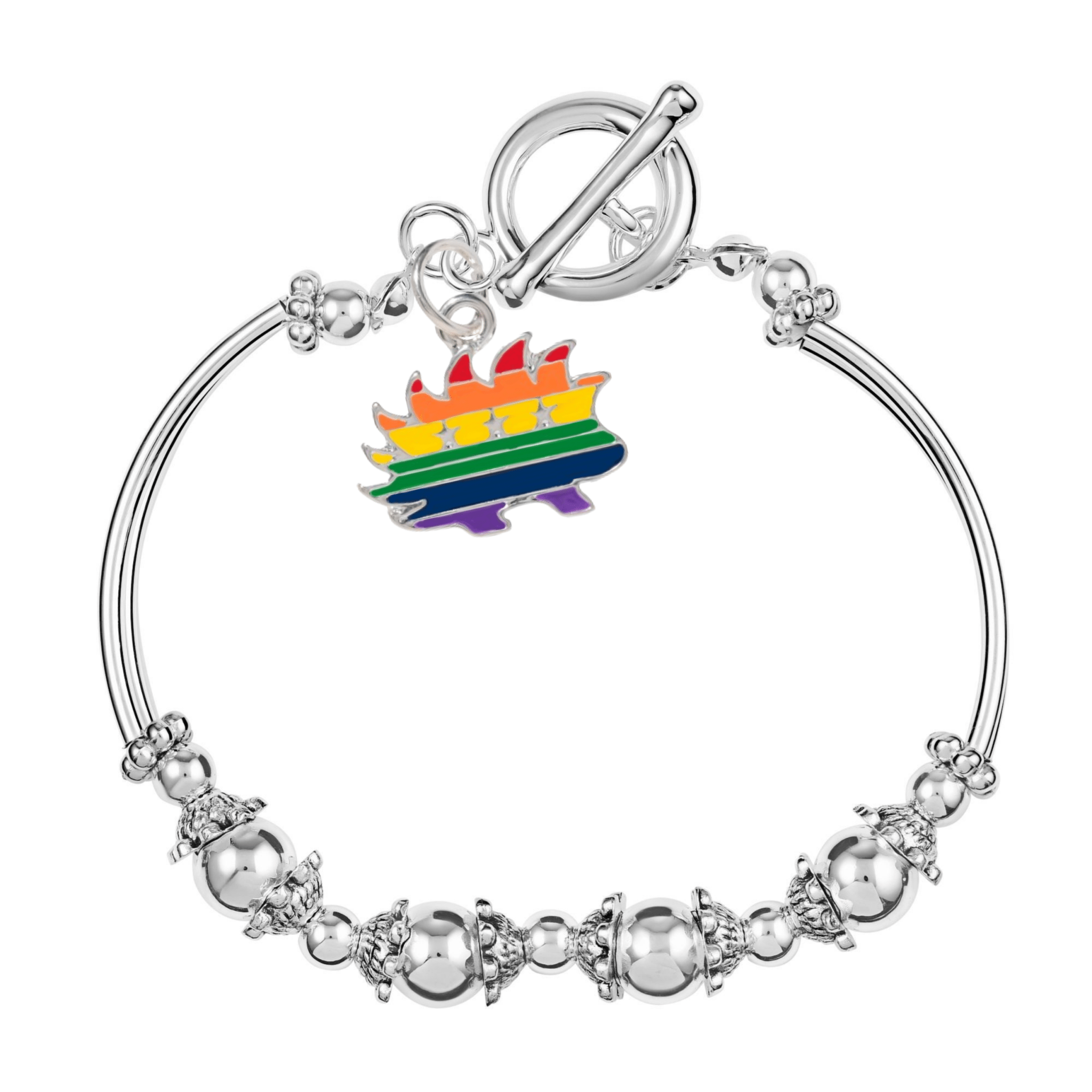 Libertarian Rainbow Porcupine Charm Partial Beaded Bracelets