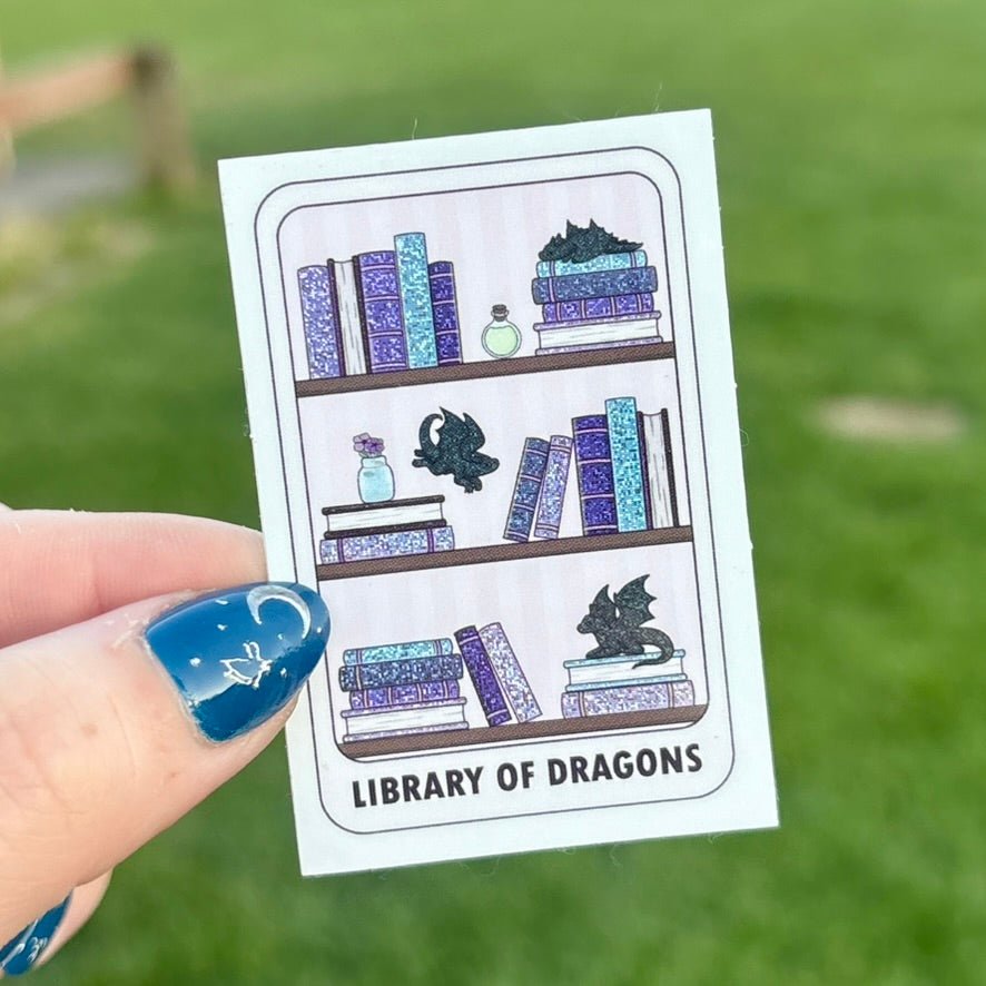 Library of Dragons Crushed Glitter Sticker