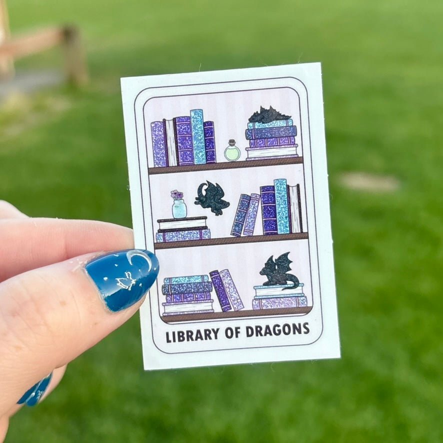 Library of Dragons Crushed Glitter Sticker