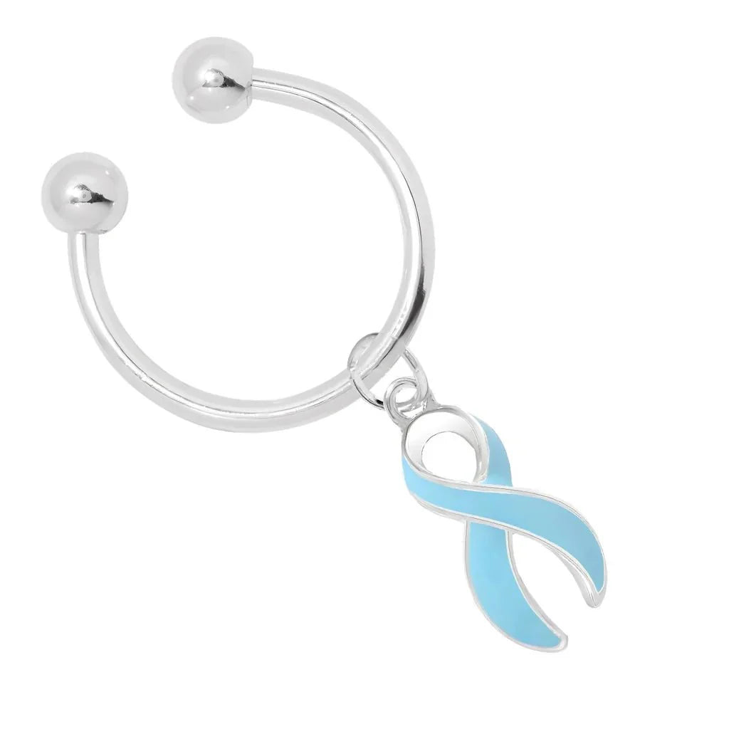 Light Blue Ribbon Horseshoe Key Chains