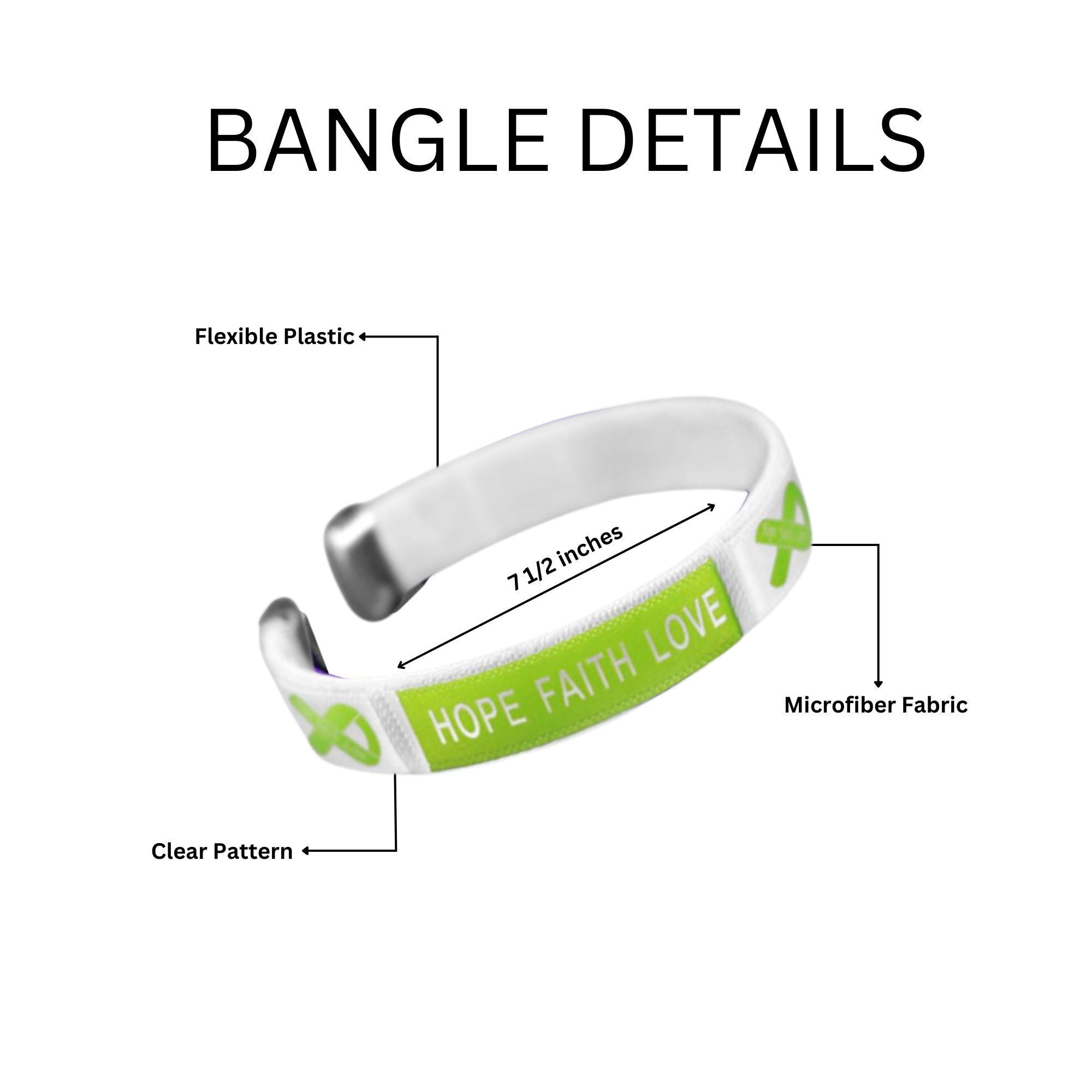 Lime Green Ribbon Hope Bangle Bracelets