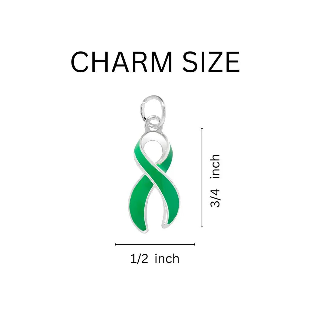 Make A Difference Green Ribbon Silver Beaded Bracelets