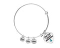Mom Ovarian Cancer Awareness Heart Charm Retractable Bracelets