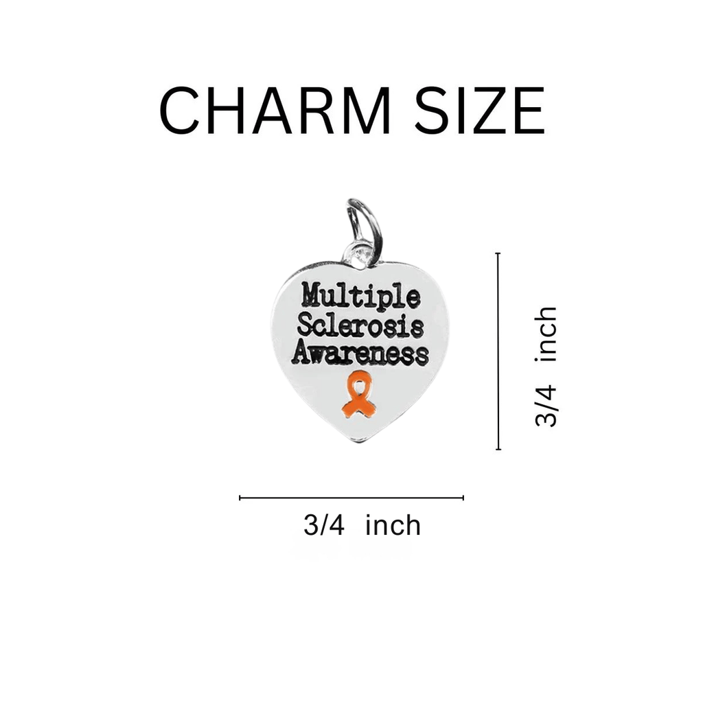 Multiple Sclerosis Awareness Heart Charm Leather Cord Bracelets