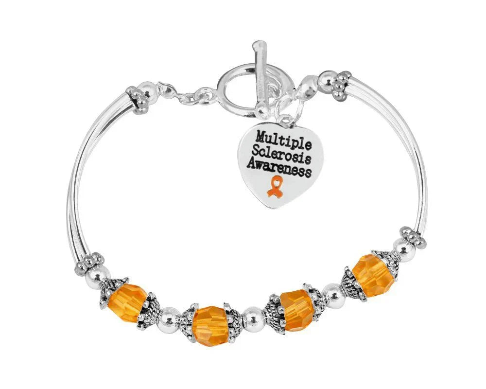 Multiple Sclerosis Awareness Orange Ribbon Partial Beaded Bracelets