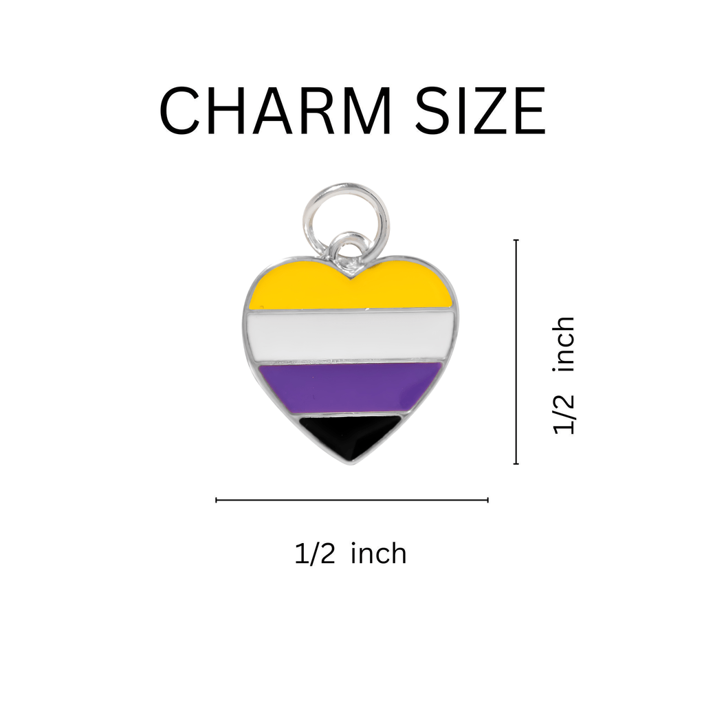 Non-Binary Flag Heart Charms