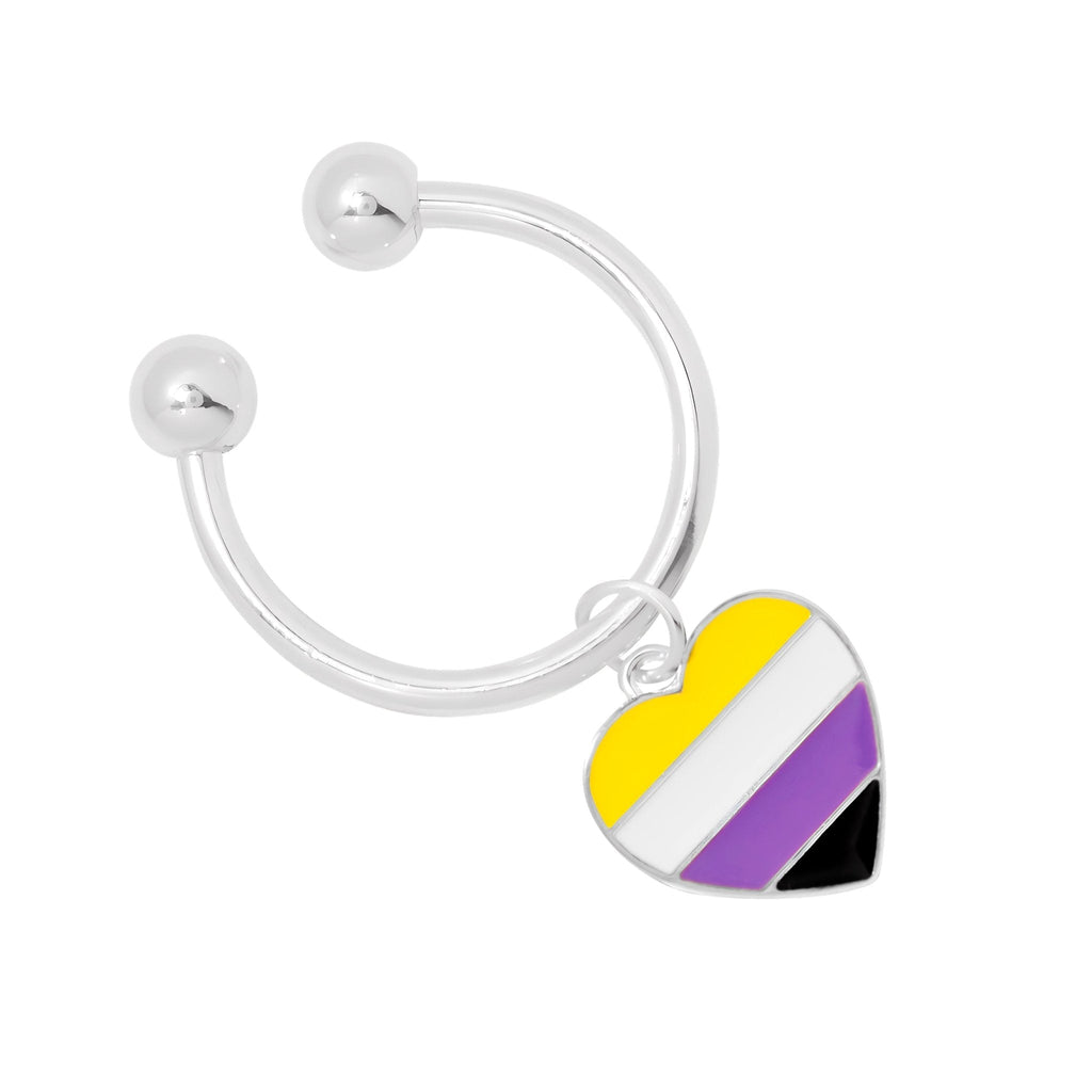 Non-Binary Flag Heart Horseshoe Key Chains
