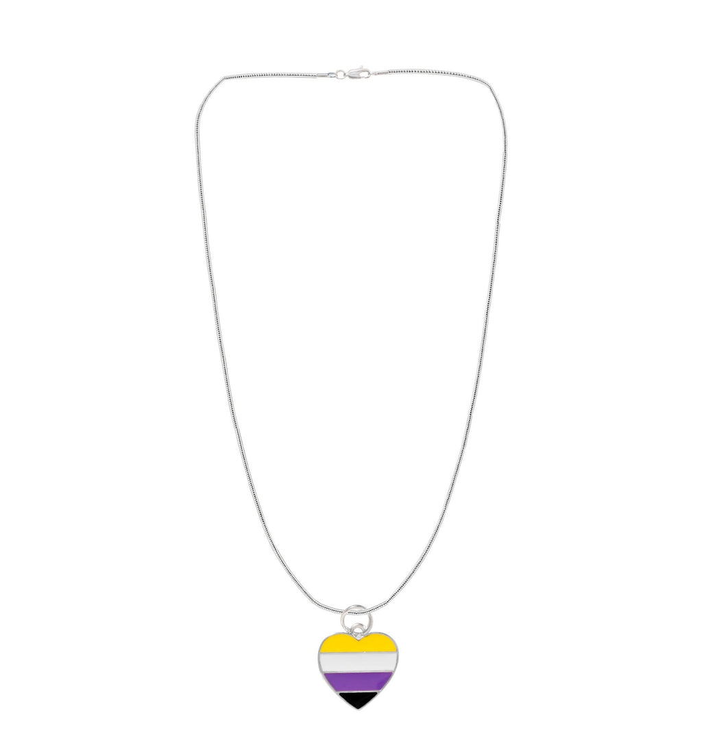 Non-Binary Flag Heart Necklaces