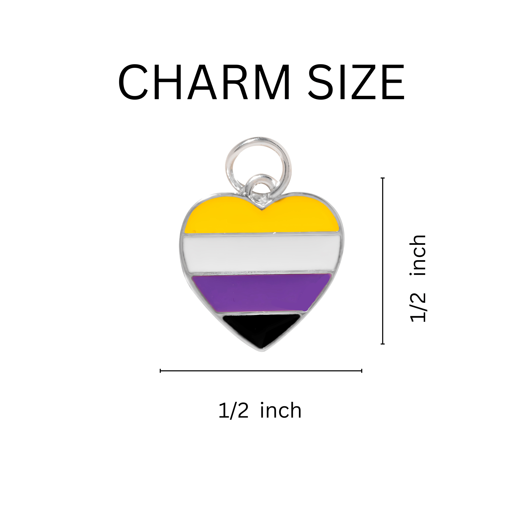 Non-Binary Heart Flag Chunky Charm Bracelets