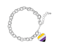 Non-Binary Heart Flag Chunky Charm Bracelets