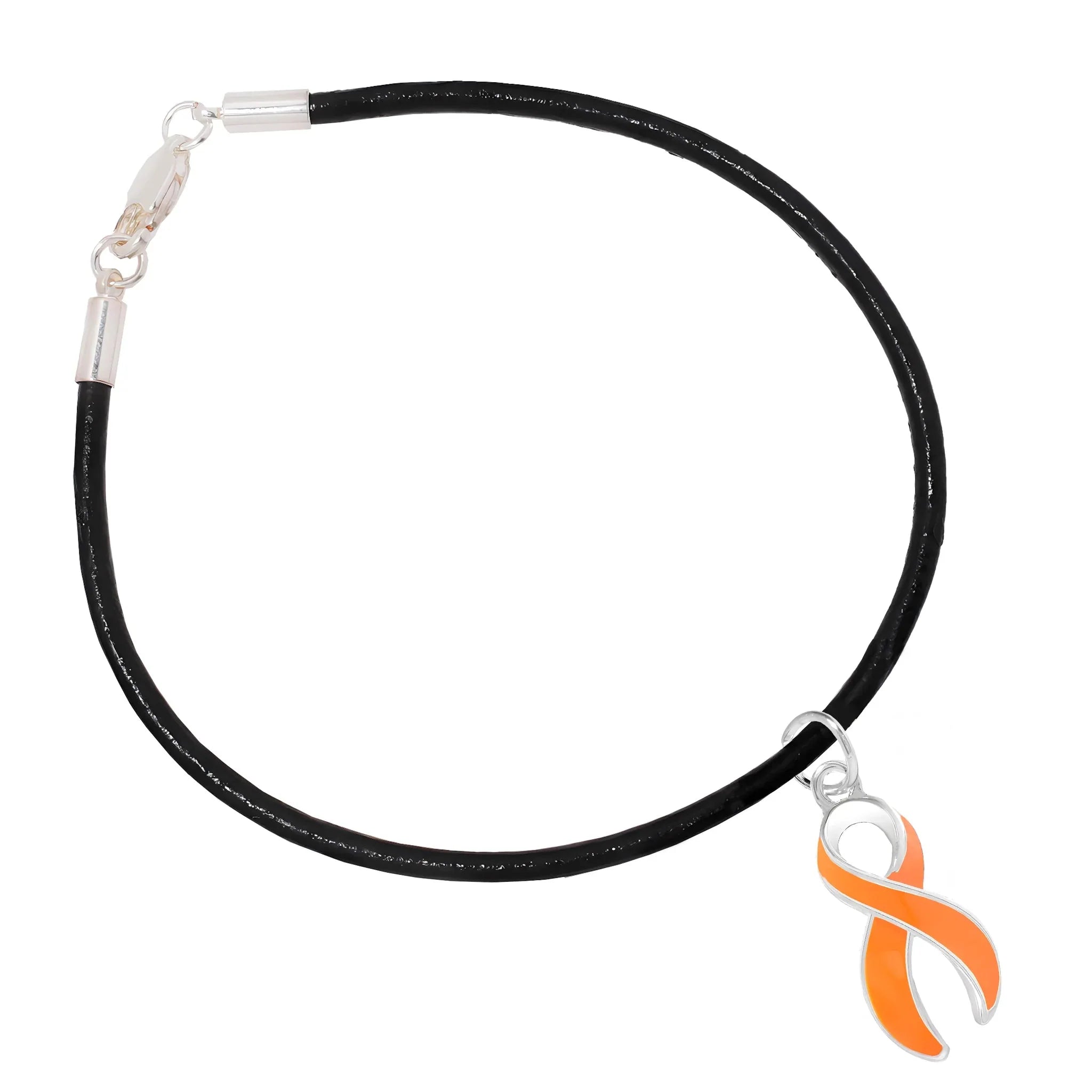 Orange Ribbon Awareness Leather Cord Bracelets