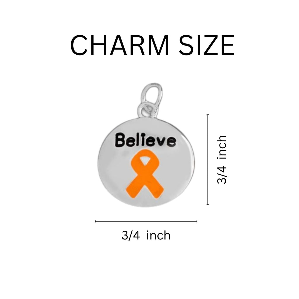 Orange Ribbon Believe Charm Retractable Bracelets