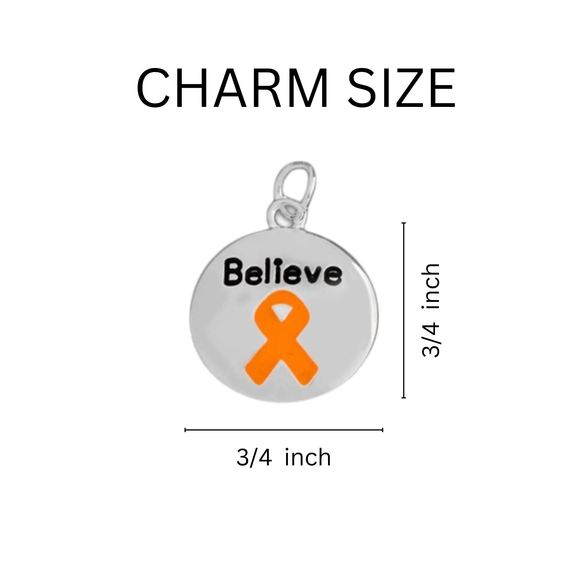 Orange Ribbon Believe Charm Retractable Bracelets