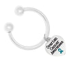 Ovarian Cancer Awareness Heart Teal Ribbon Key Chains
