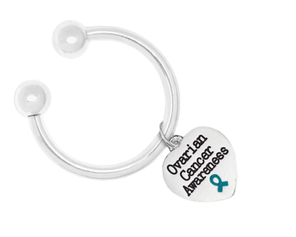 Ovarian Cancer Awareness Heart Teal Ribbon Key Chains