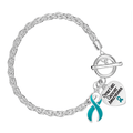 Ovarian Cancer Heart Charm Rope Bracelets