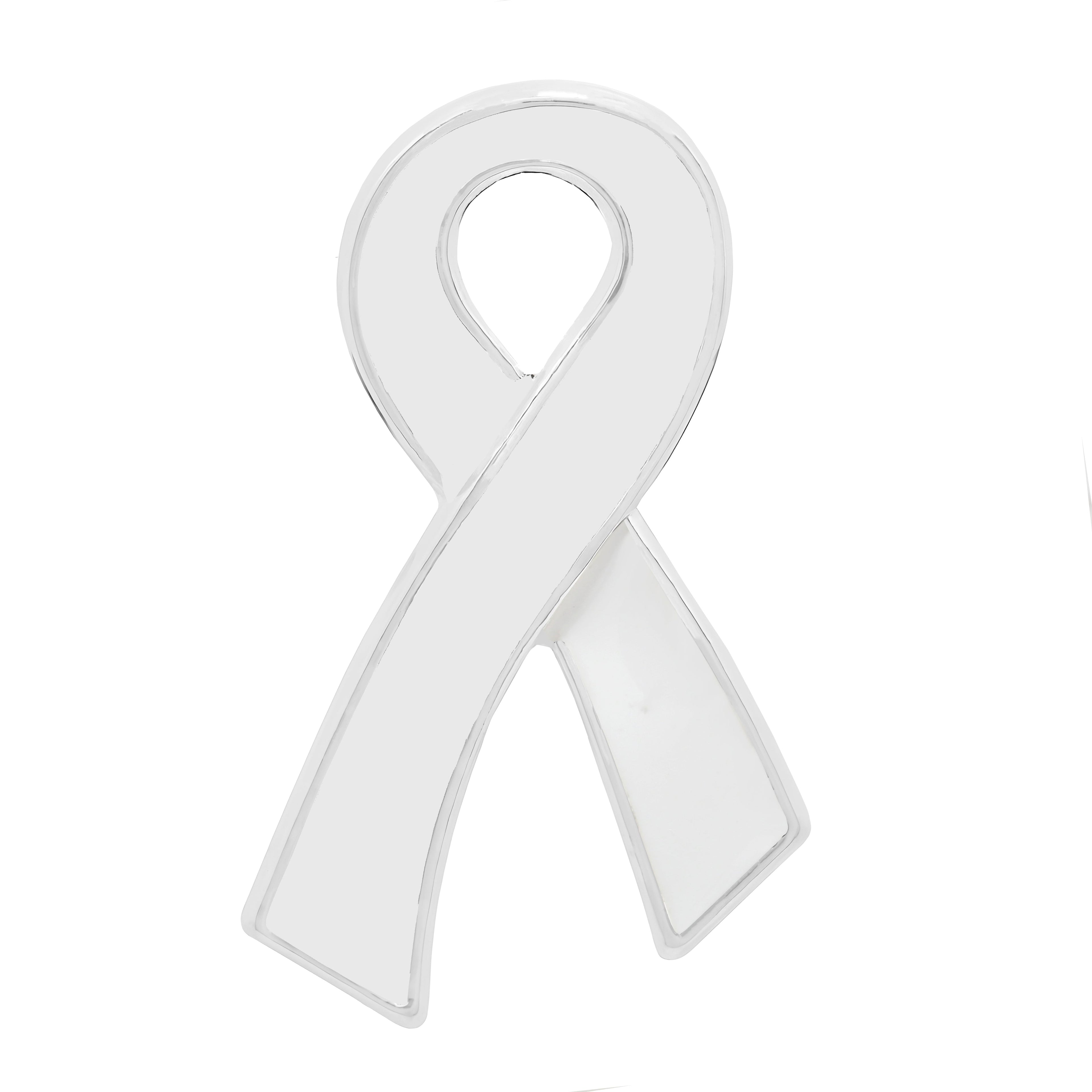 Large Flat White Ribbon Pins