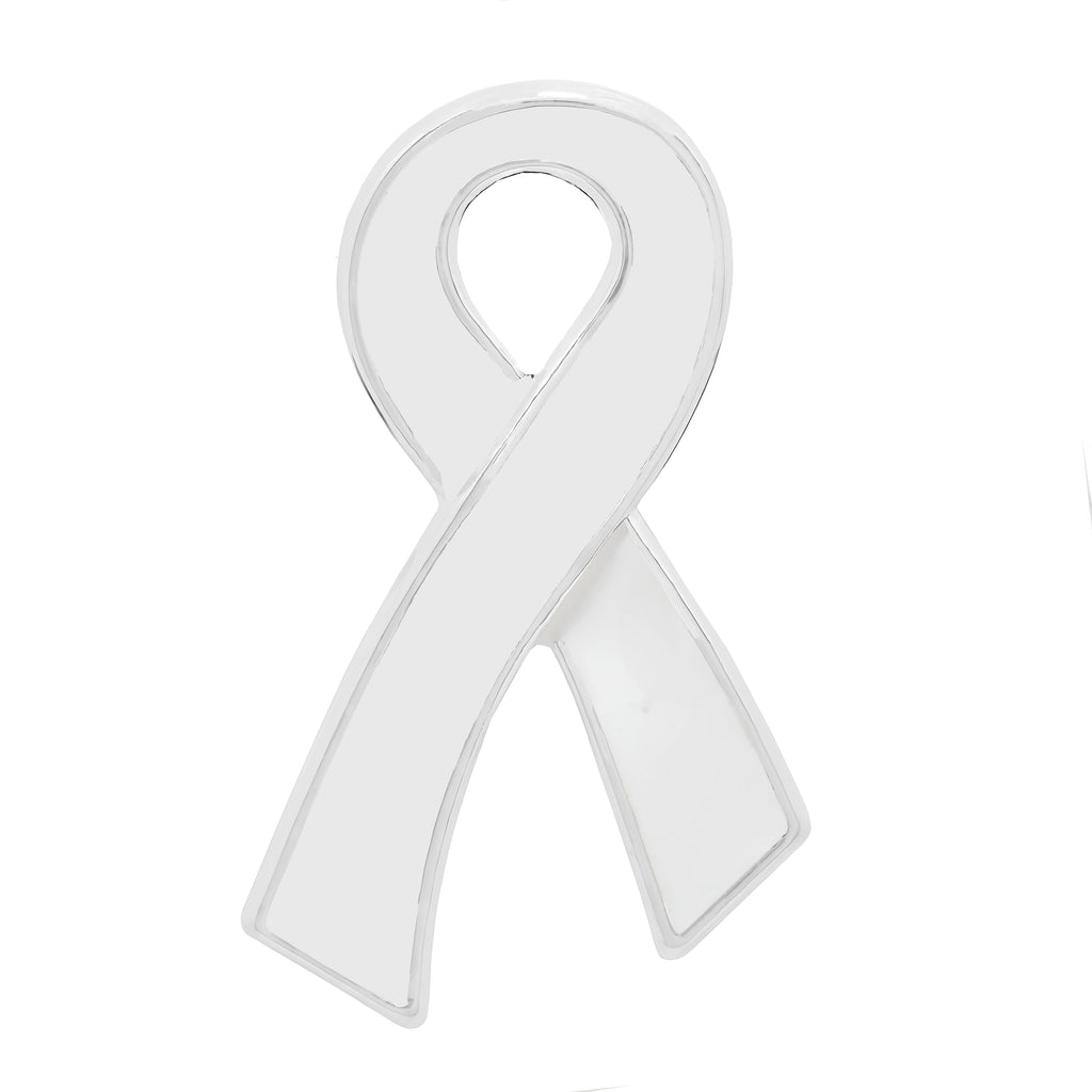 10 Pack Large Flat White Ribbon Pins