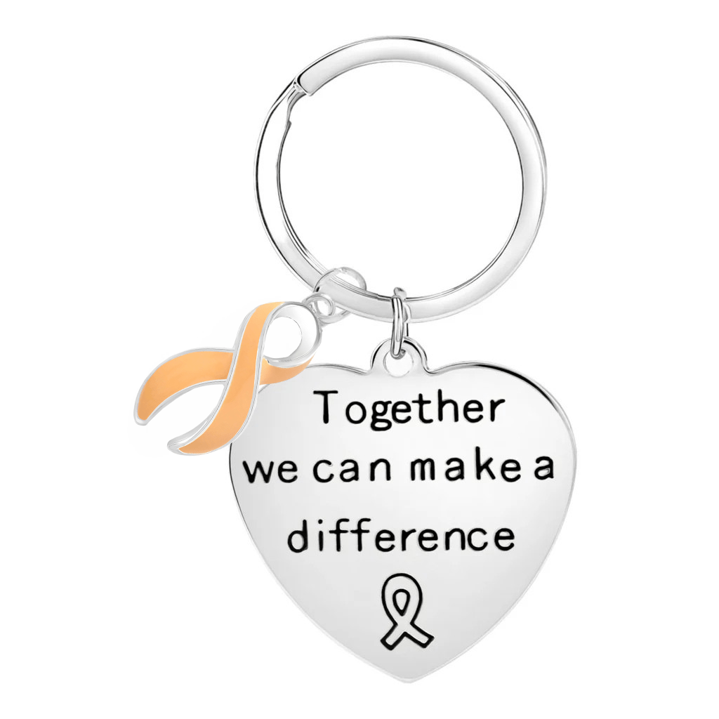 Peach Ribbon Big Heart Key Chains