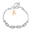 Peach Ribbon Charm Partial Beaded Bracelets