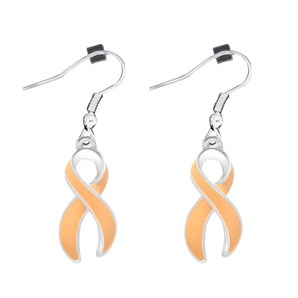 Peach Ribbon Hanging Earrings