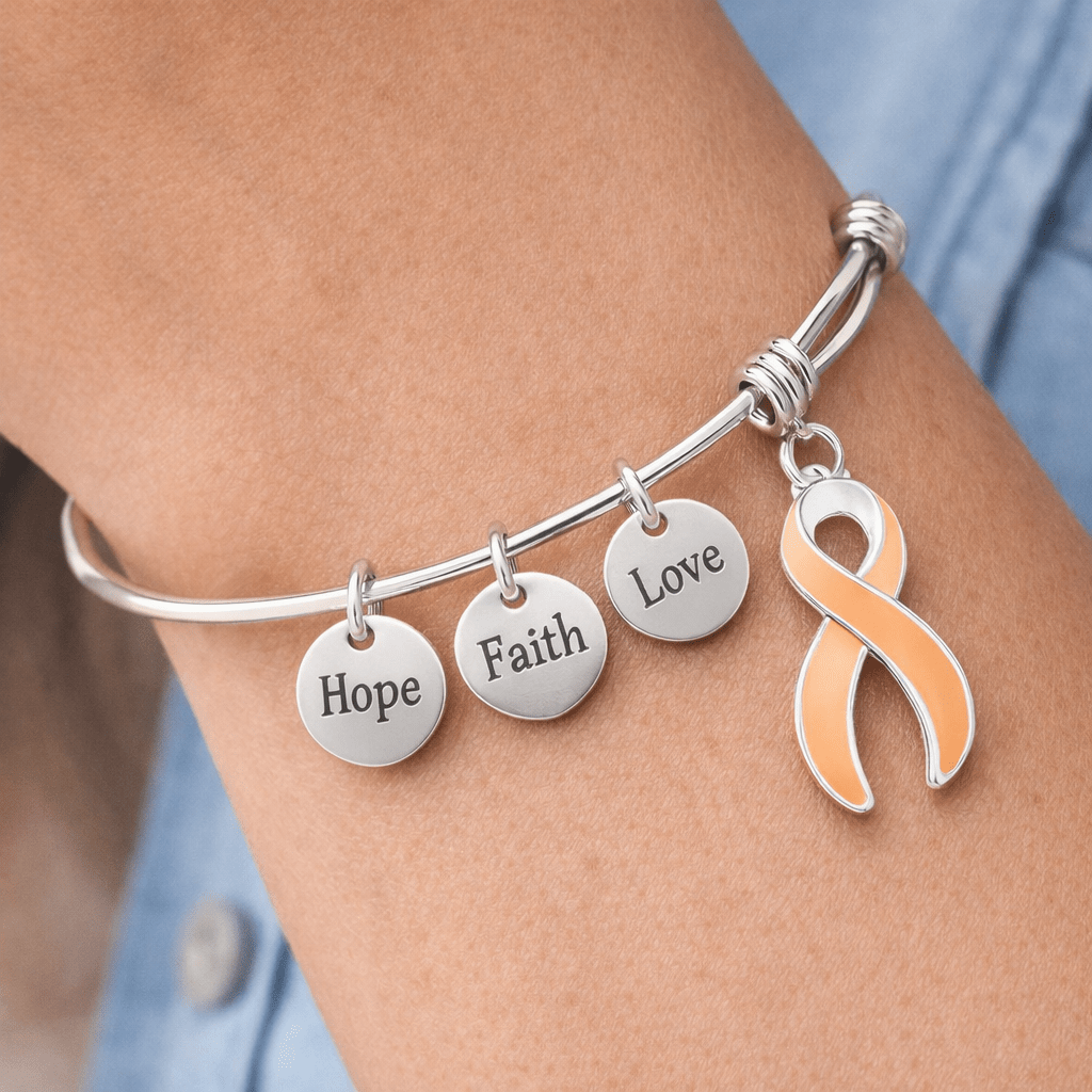 Peach Ribbon Retractable Charm Bracelets