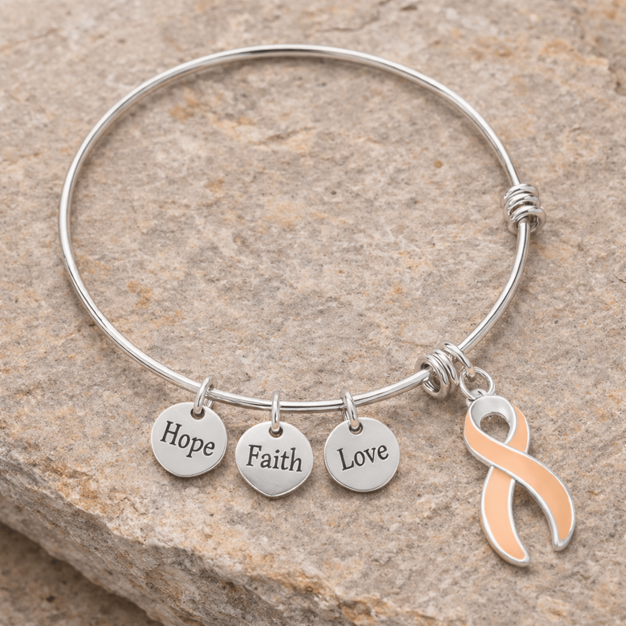 Peach Ribbon Retractable Charm Bracelets