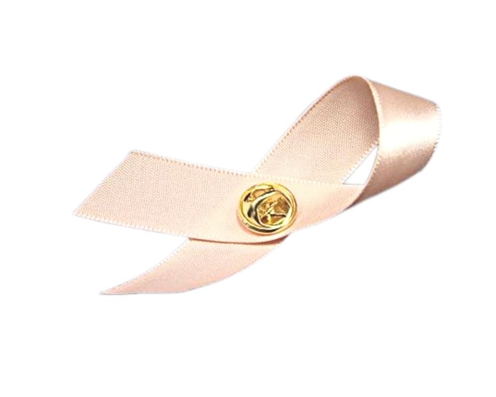 10 Pack of Peach Ribbon Satin Pins for Uterine Cancer, Endometrial Cancer