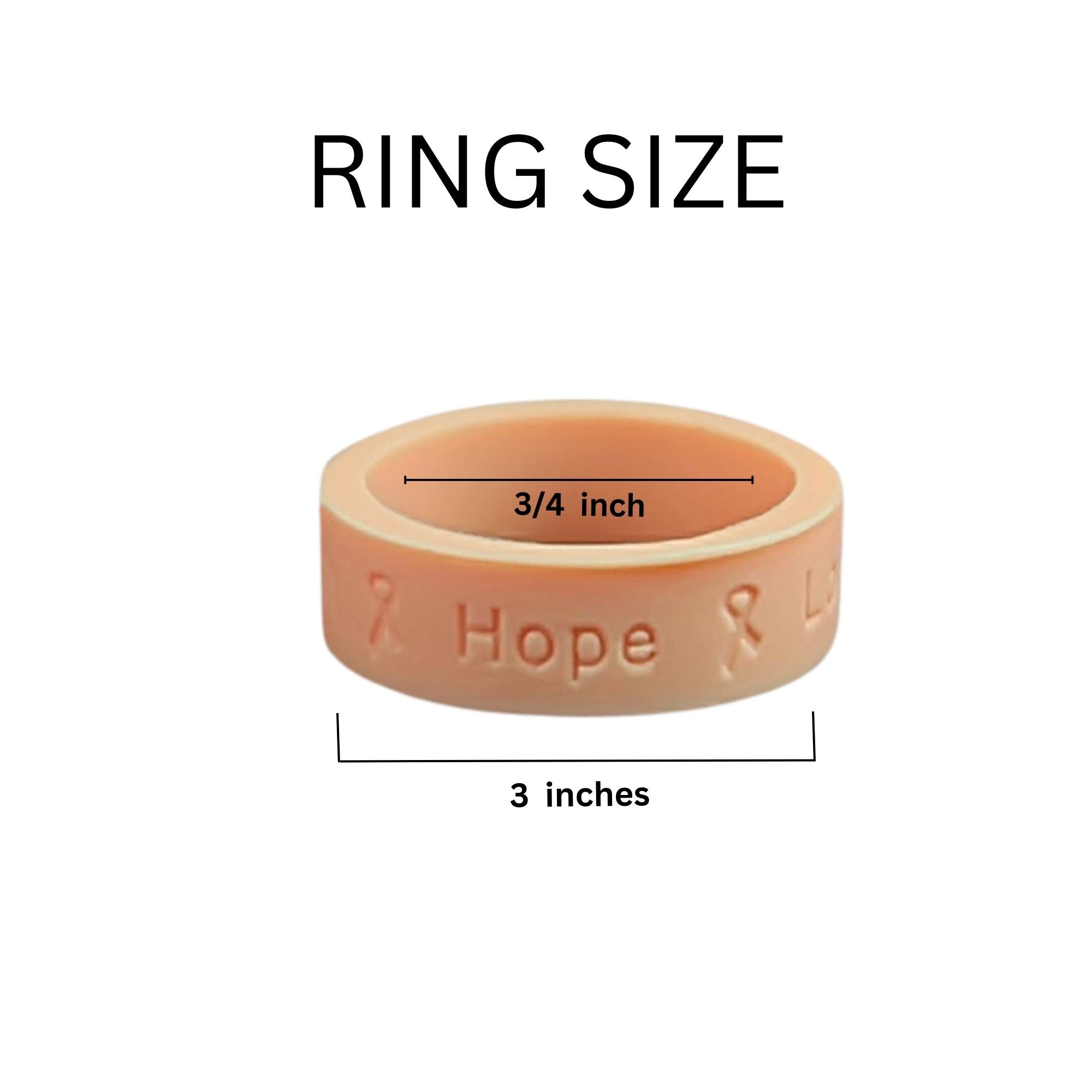 25 Pack Peach Ribbon Silicone Rings