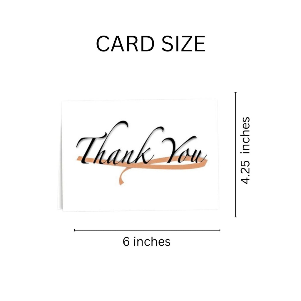 Peach Ribbon Thank You Note Cards (12 Cards/Pack)